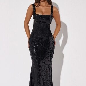 Glamorous Black Sequin Maxi Dress